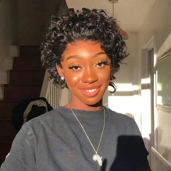 Limited Restock | Slick Back Short Cut Cute Curl Compact 13x4 Frontal Lace Wig - US Only