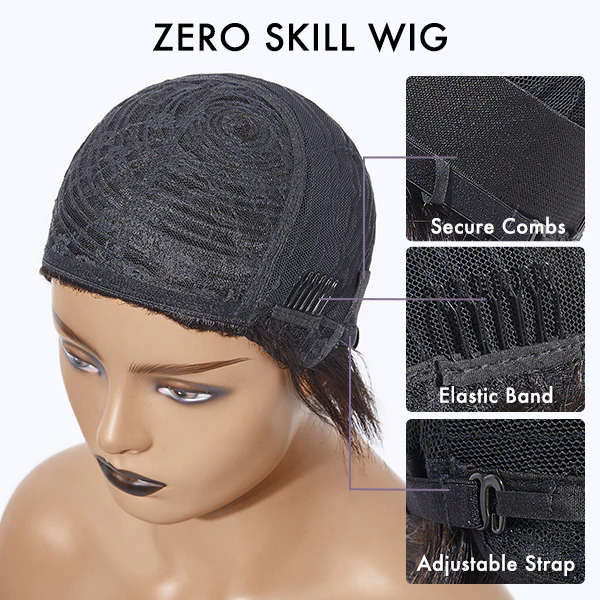 Glueless Beginner Friendly Soft Wavy Curls Bob Wig with Bangs 100% Human Hair - US Only - Image 6