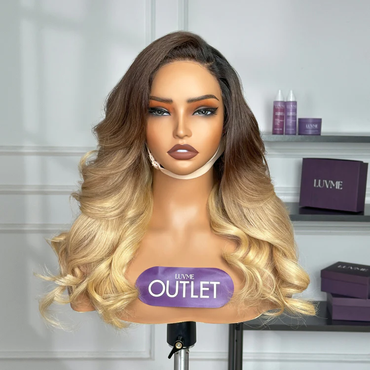 Outlet | Ombre Brown & Blonde Body Wave Glueless 100% Human Hair 5x5 Closure Lace Wig HD Pre-Cut Lace