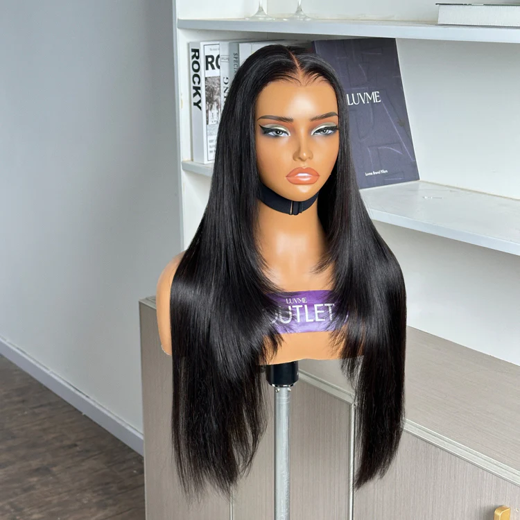 Outlet | Natural Hairline Layer Silky Straight Glueless 13x4 Frontal Lace Wig Human Hair Pre Cut Lace