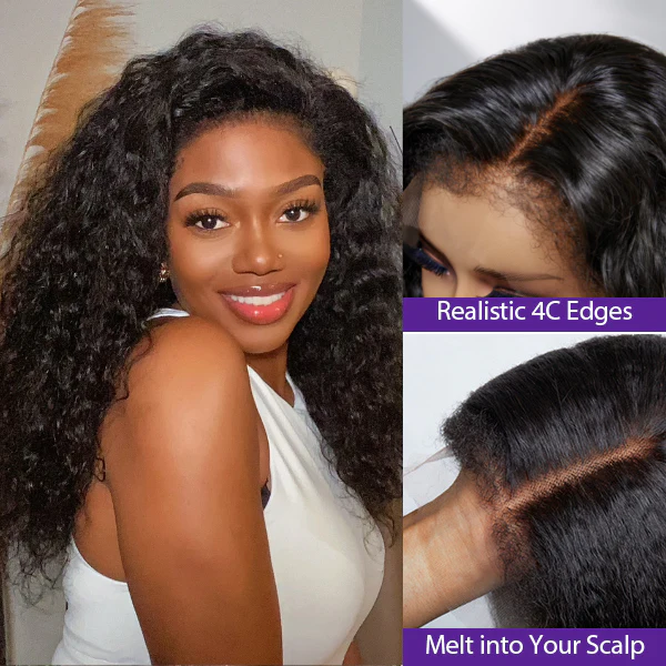 Limited Restock | Water Wave Kinky Edges Free Parting 13x4 Undetectable Lace Front Wig - US Only
