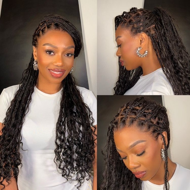 Special Offer | Flexi-Fit Invisi Drawstring Cap Full Lace Knotless Boho Curls Braided Long Wig Super Natural Scalp - Image 3