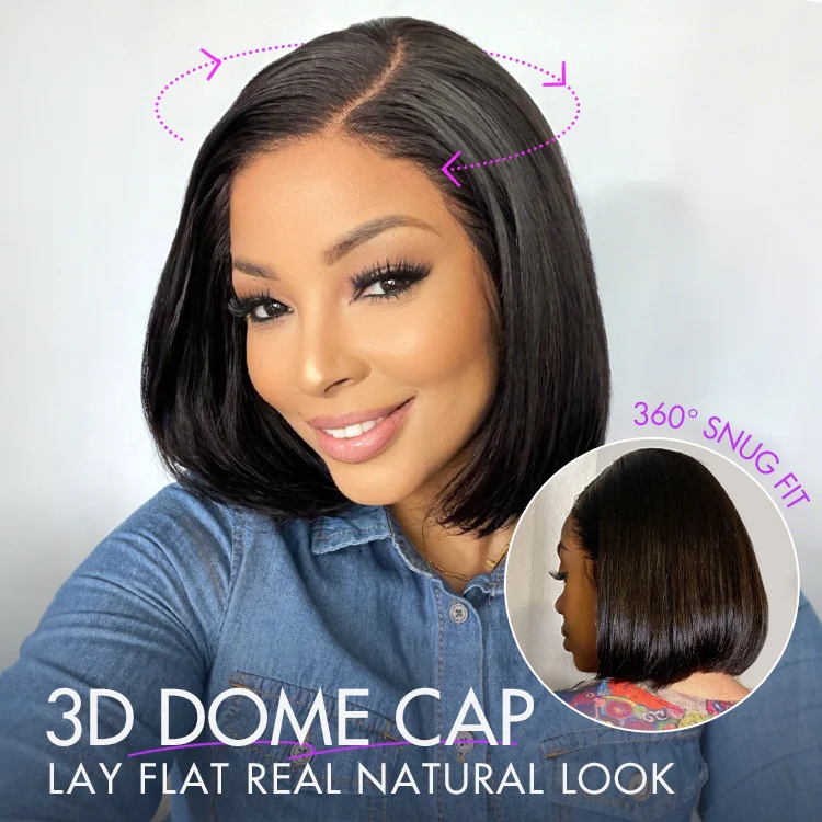 PreMax Wigs - Natural Black / Blonde Highlight C Part Glueless Lace Front Bob Wig Pre-cut Lace - Image 7