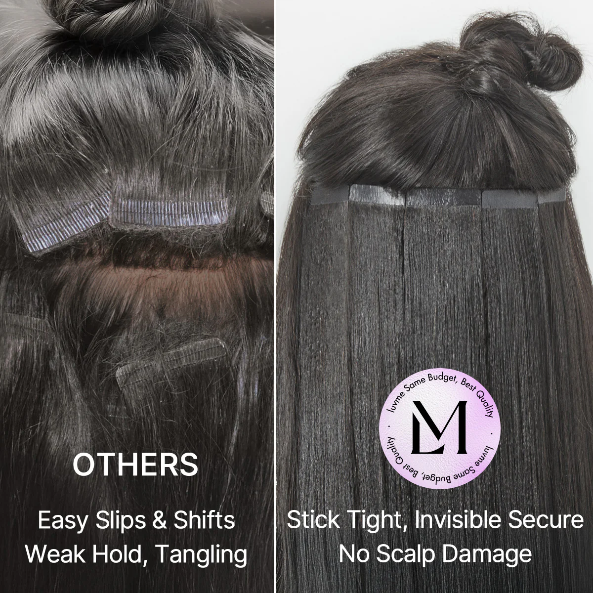 Tape in Extensions Human Hair 110g 40pcs Yaki Straight Natural Black Seamless Invisible Double Sided Extensions - US Only - Image 7