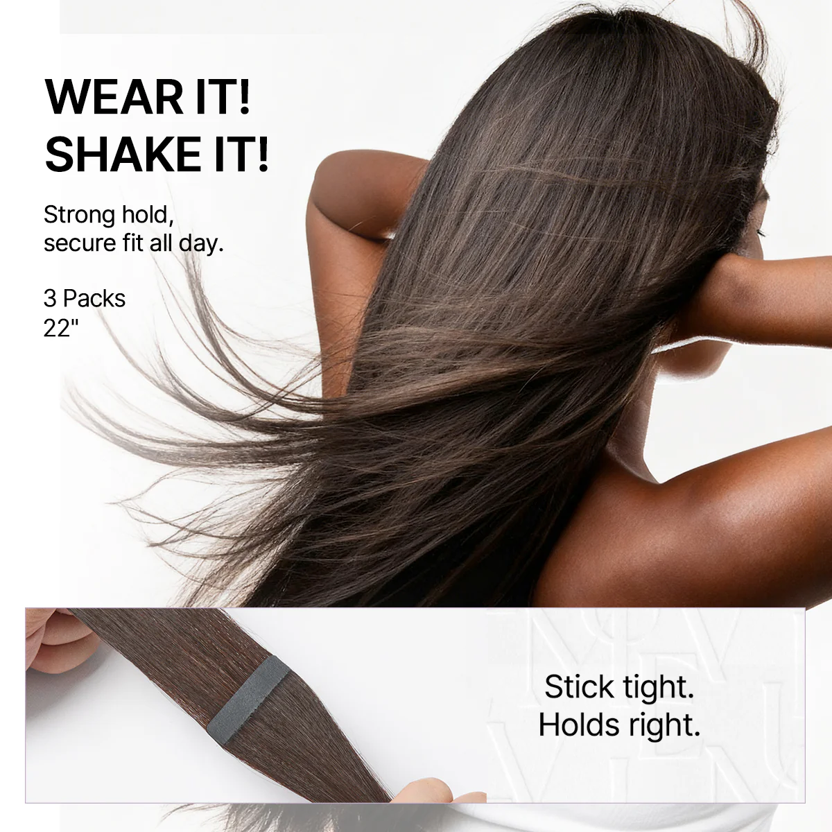 Rich Mocha Brown Tape In Hair Extensions Human Hair 20pcs 50g Silky Straight Invisible Double Sided Tape Extensions - US Only - Image 5
