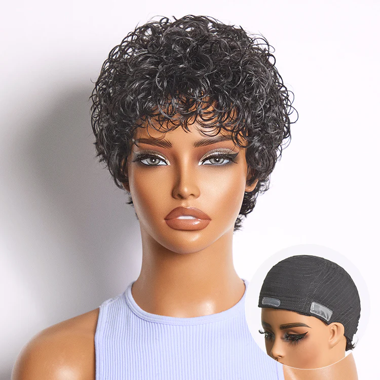 Throw On & Go Natural Black Big Curly Glueless Short Wig Ultra Comfort Cotton Cap Hair Loss Friendly Wig - Image 10