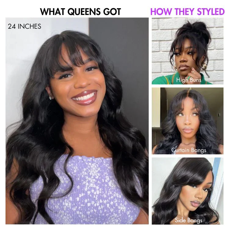 Tiktok Exclusive Deal | Luvme All-Day Comfort™ Wig 180% Density Loose Body Wave Glueless 7x6 Closure HD Lace Human Hair Wig with Bangs Pre-Cut Lace - Image 12