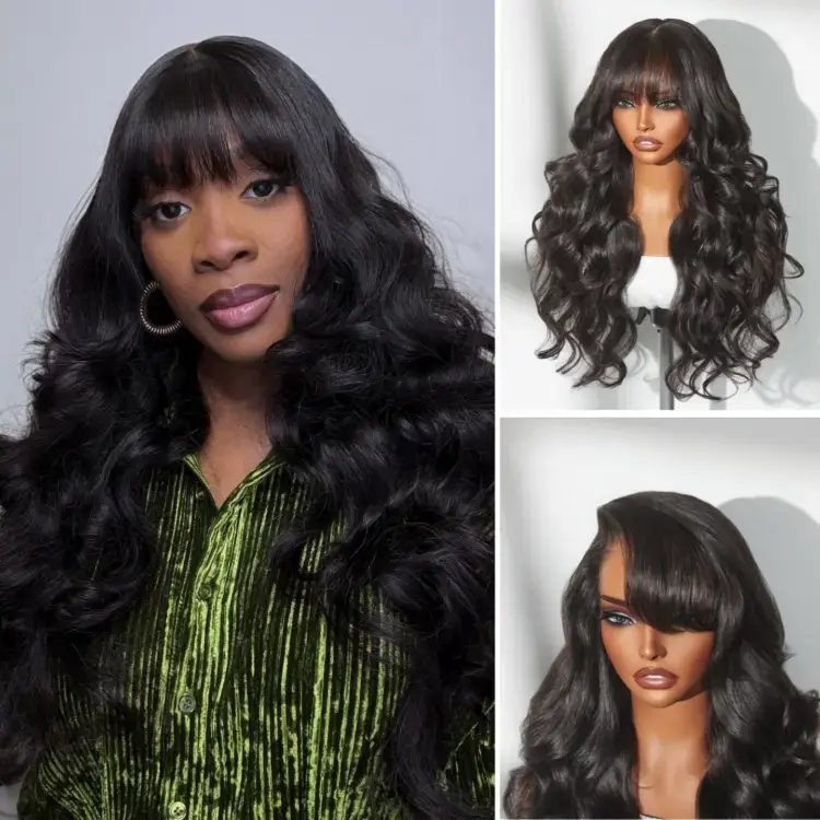 Tiktok Exclusive Deal | Luvme All-Day Comfort™ Wig 180% Density Loose Body Wave Glueless 7x6 Closure HD Lace Human Hair Wig with Bangs Pre-Cut Lace - Image 4