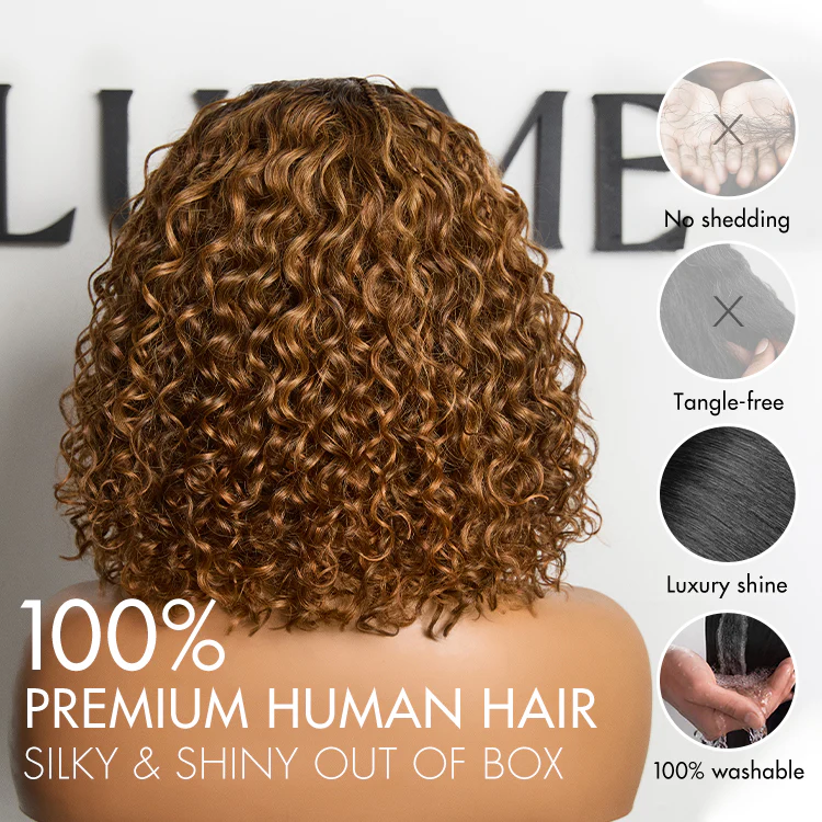 Tiktok Exclusive Deal | Ombre Brown Highlight Boho Braids Deep Curly Glueless 5x5 Closure Lace with Braided Top Human Hair Wig Pre-Cut Lace - Image 6