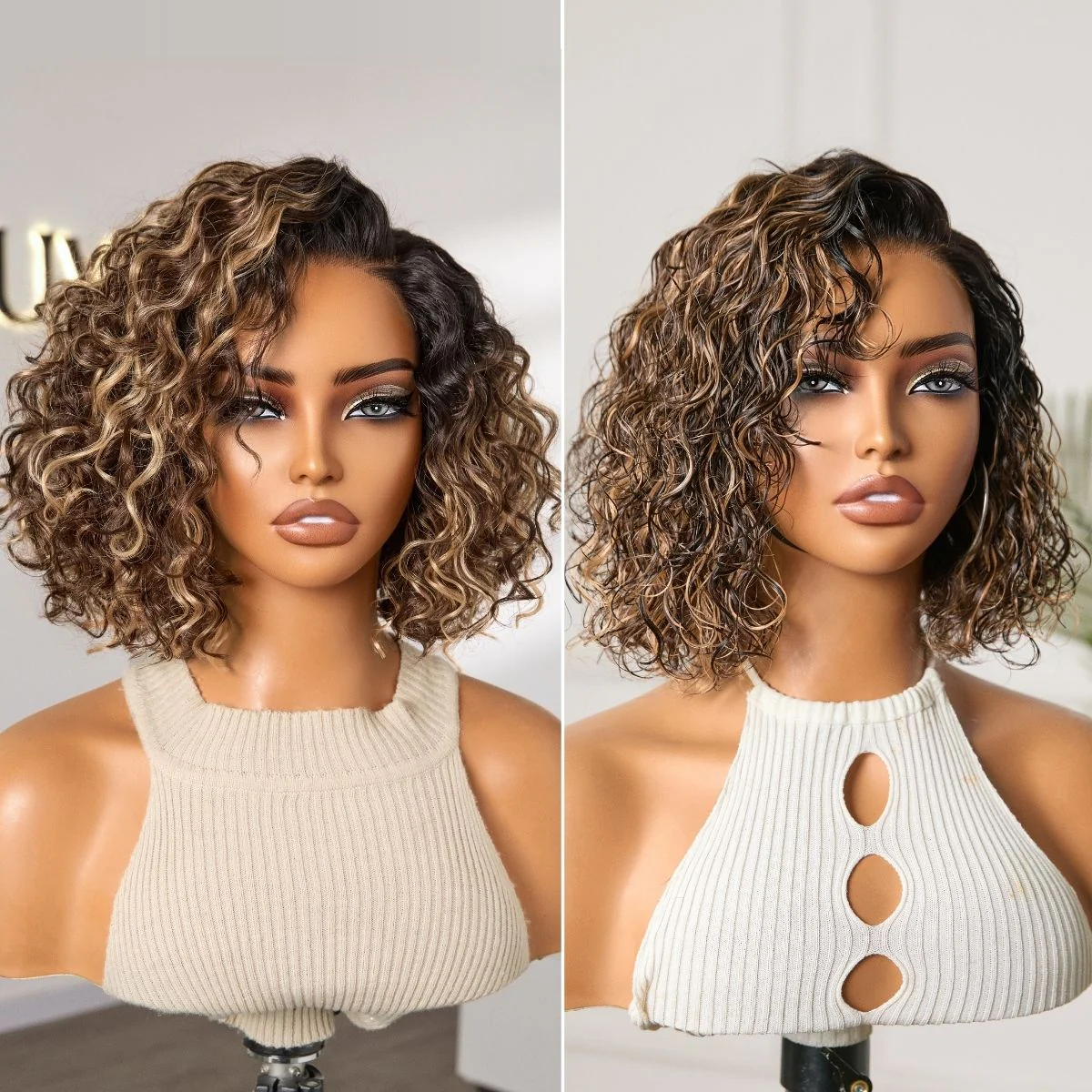 Tiktok Exclusive Deal | Ready to Go Water Wave Short Curly Bob Wig Glueless Minimalist HD Lace Wig Pre-Cut Lace - Image 6