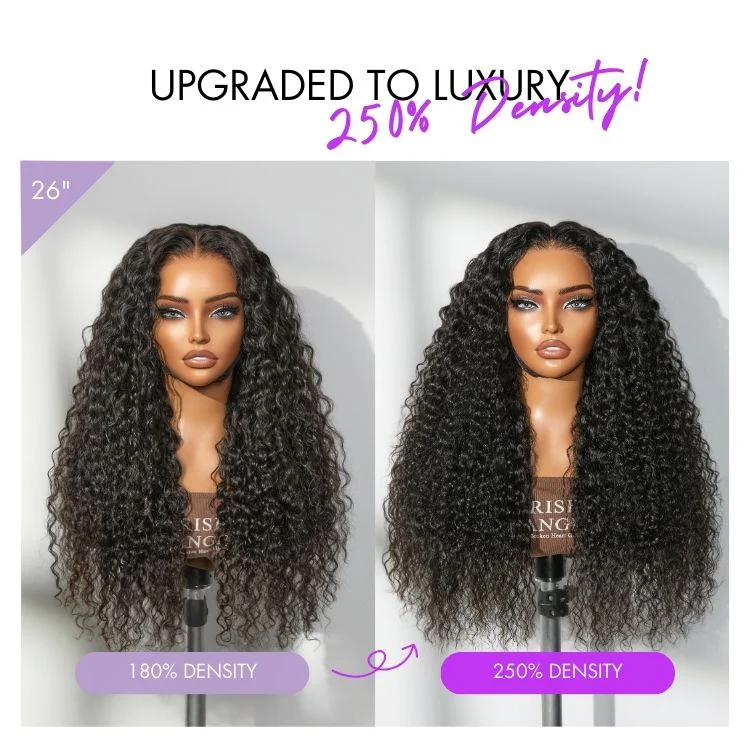 Tiktok Exclusive | PreMax 180% / 250% Density Water Wave Glueless Flexi-Fit Drawstring 13x4 Frontal Lace Fluffy Curly Wig Pre-Cut Lace - Image 8