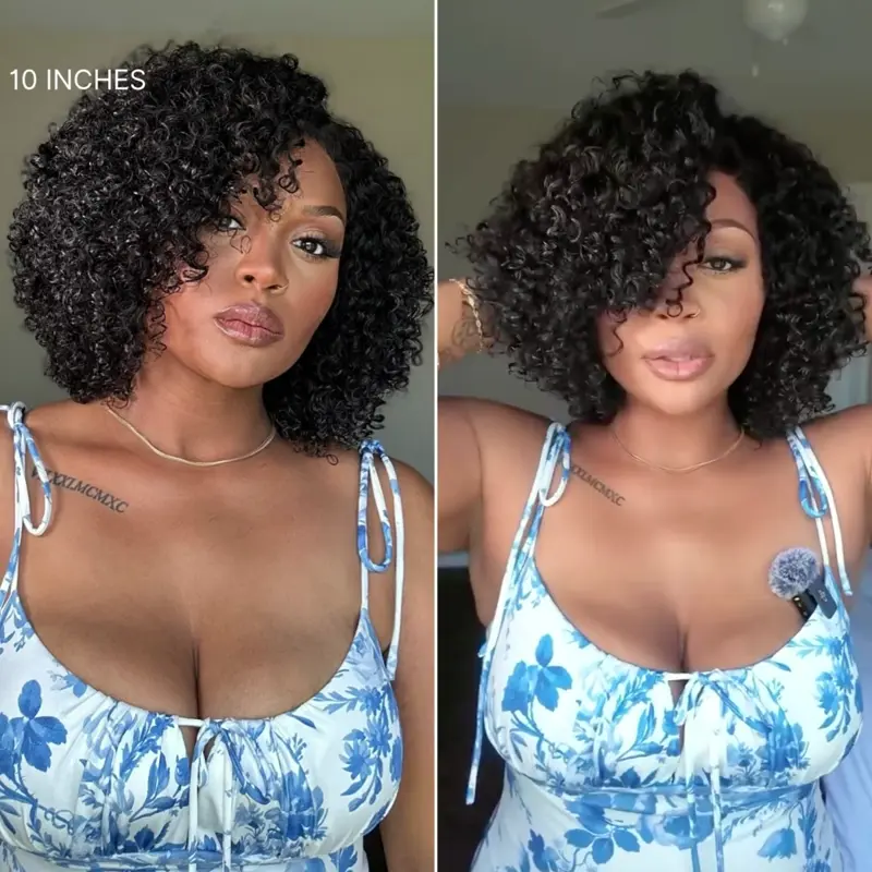 Trendy Short Cut Curly Minimalist HD Lace Glueless Side Part Wig 100% Human Hair Pre-Cut Lace - Image 2