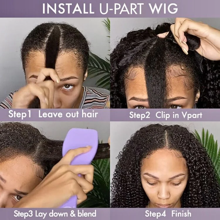 Body Wave / Straight / Kinky / Deep Wave Human Hair U Part Wig - Image 5
