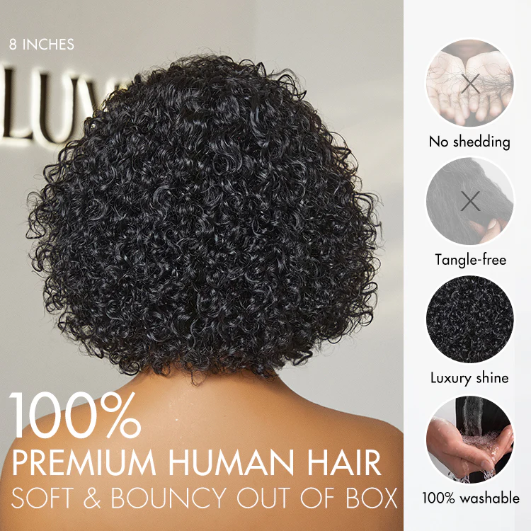 Ultra Natural Slicked Back Short Curly Wig Glueless Ear-to-ear Wide T Lace Front Wig - Image 6