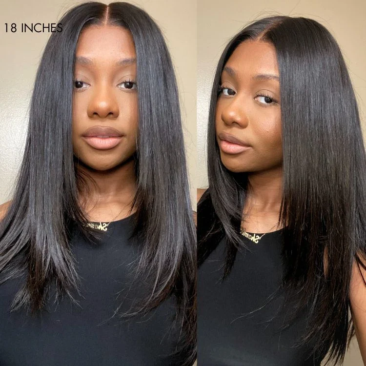Black 180% Density Layered Cut Glueless 5x5 Closure Lace Wig Pre-Plucked Hairline - US Only - Image 5
