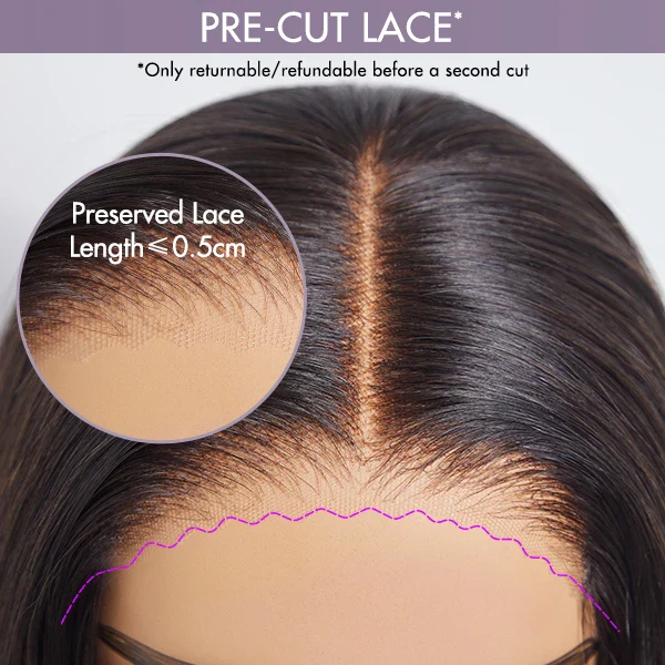 Black 180% Density Layered Cut Glueless 5x5 Closure Lace Wig Pre-Plucked Hairline - US Only - Image 6