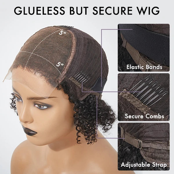 Black 180% Density Layered Cut Glueless 5x5 Closure Lace Wig Pre-Plucked Hairline - US Only - Image 7