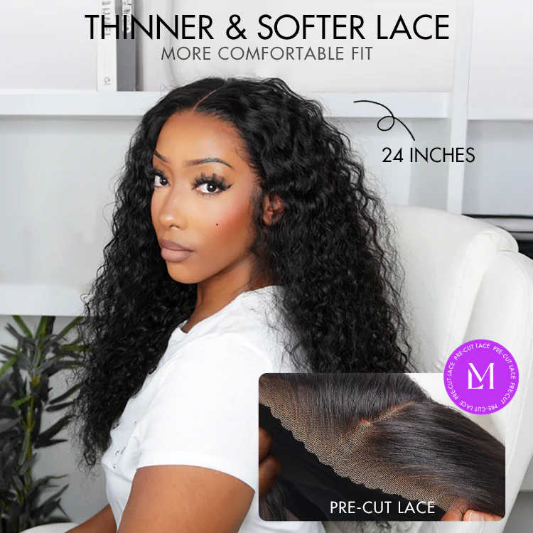 180% Density Water Wave 13x4 HD Lace Front Free Part Glueless Human Hair Wig Pre Cut Lace - Image 3