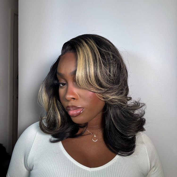 Vip Day Only | Honey Blonde Highlight Layered Cut Glueless Wig Minimalist HD Lace Human Hair Wig