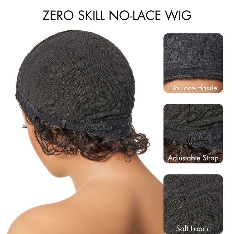 Crazy Wednesday | Beginner Friendly Throw On & Go Short Bouncy Curls with Bangs Glueless Wig 100% Human Hair - US Only - Image 6