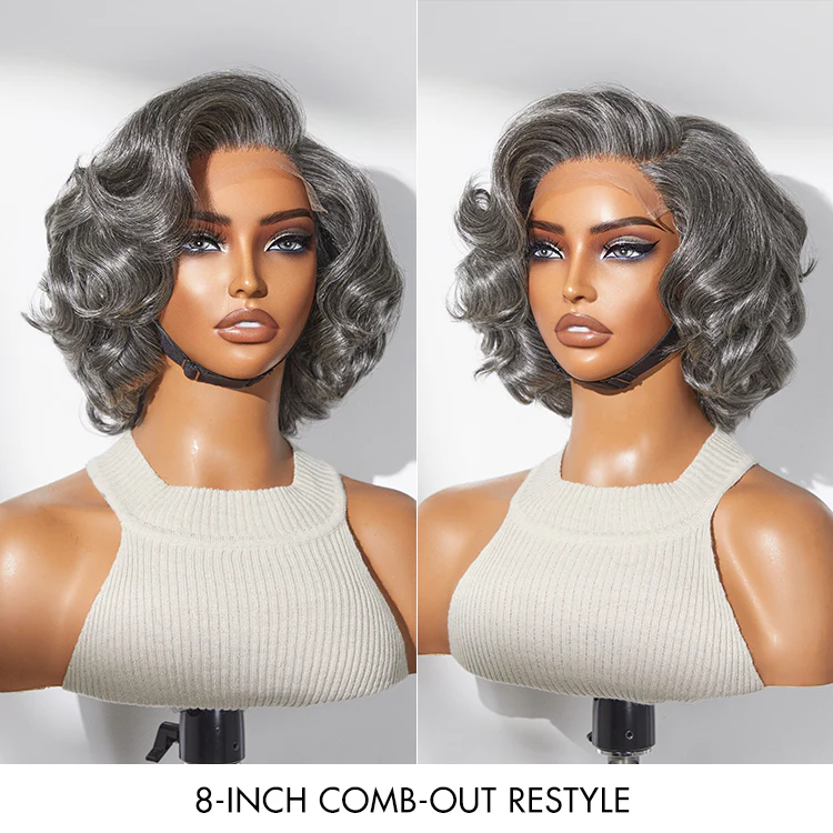 Weekly Special | Mature Boss Brown Ombre Highlight / Natural Black / Salt and Pepper Loose Wave Glueless Minimalist HD Lace Wig - Image 8