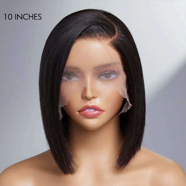 Exclusive Deal | Super Natural C Part Natural Black / Blonde Highlight Glueless Lace Bob Wig 100% Human Hair | Fits All Face Shapes - Image 2