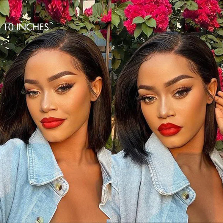 Exclusive Deal | Super Natural C Part Natural Black / Blonde Highlight Glueless Lace Bob Wig 100% Human Hair | Fits All Face Shapes - Image 5