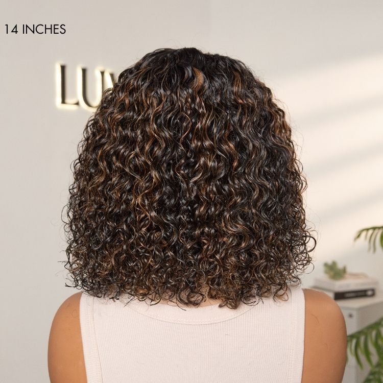 Wet and Wavy Brown Highlight Glueless 5x5 Closure Pre-Cut Lace Water Wave Wig - Image 5