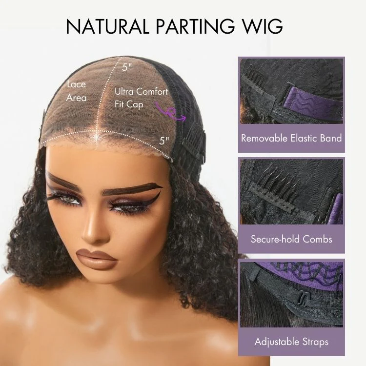 Wet and Wavy Brown Highlight Glueless 5x5 Closure Pre-Cut Lace Water Wave Wig - Image 7