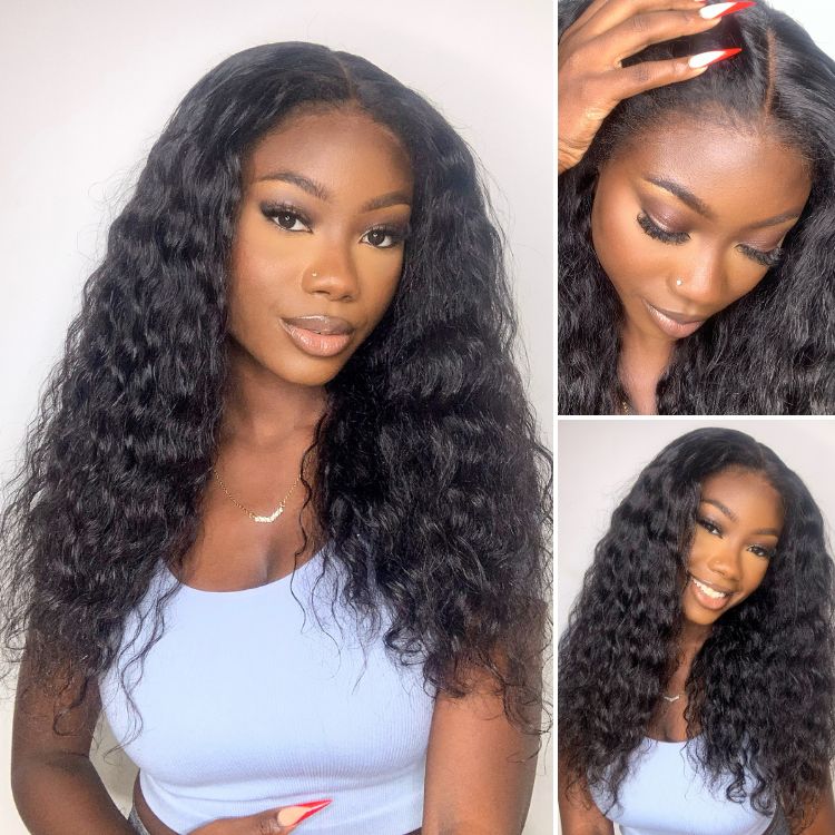 Limited Restock | 4C Edges | Water Wave Kinky Edges Glueless Free Parting 13x4 Undetectable Lace Front Wig - US Only